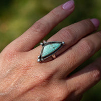 6.75 Triangular Turquoise Sterling Silver Statement Ring (Size 6.75)