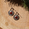 Carnelian Sterling Silver Stamped 1" Circle Earrings