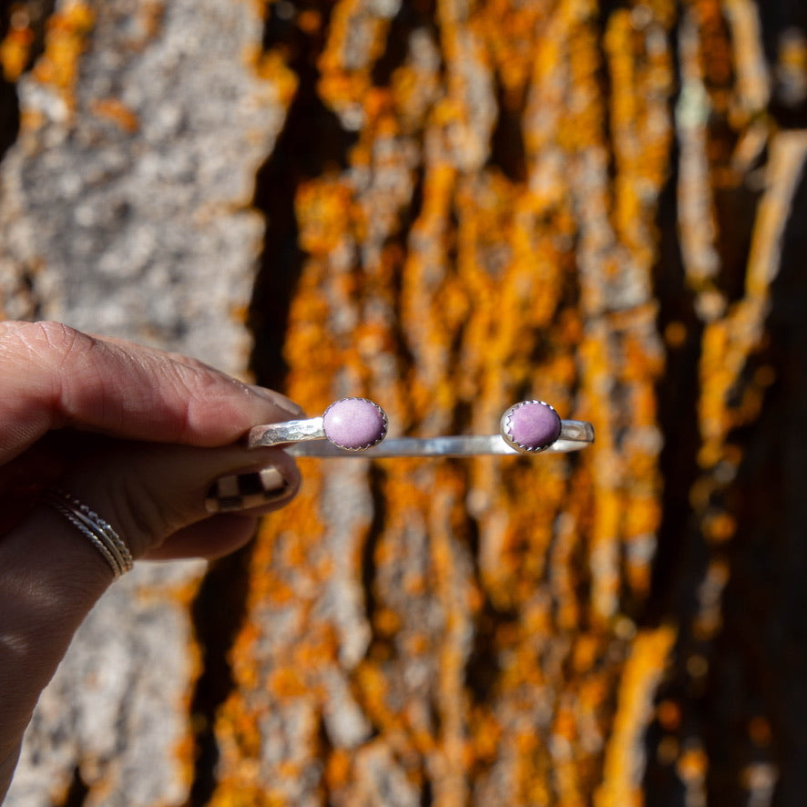 Phosphosiderite Double Stone Sterling Silver Open Cuff