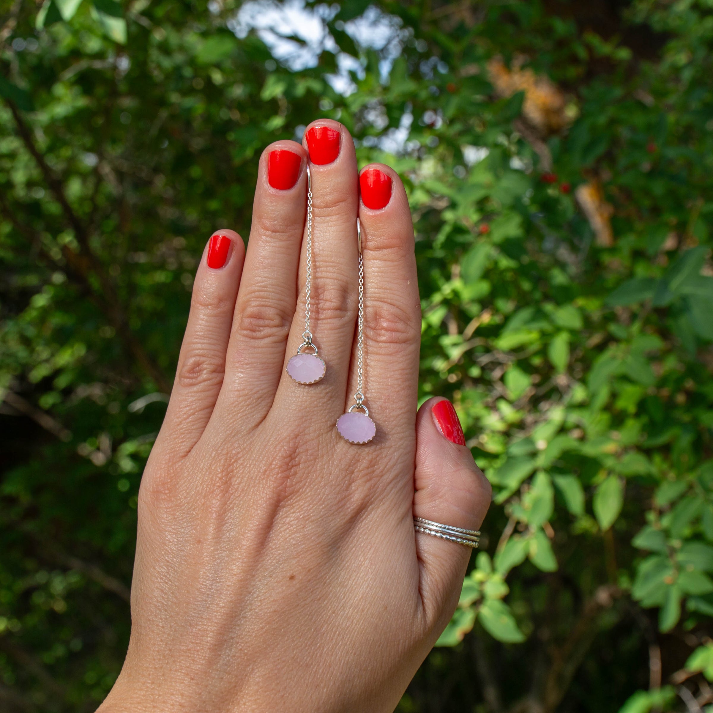 Kunzite Sterling Silver Cable Chain Sterling Silver Threaders