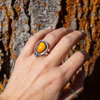 6 Carnelian Sterling Silver Statement Ring (Size 6)