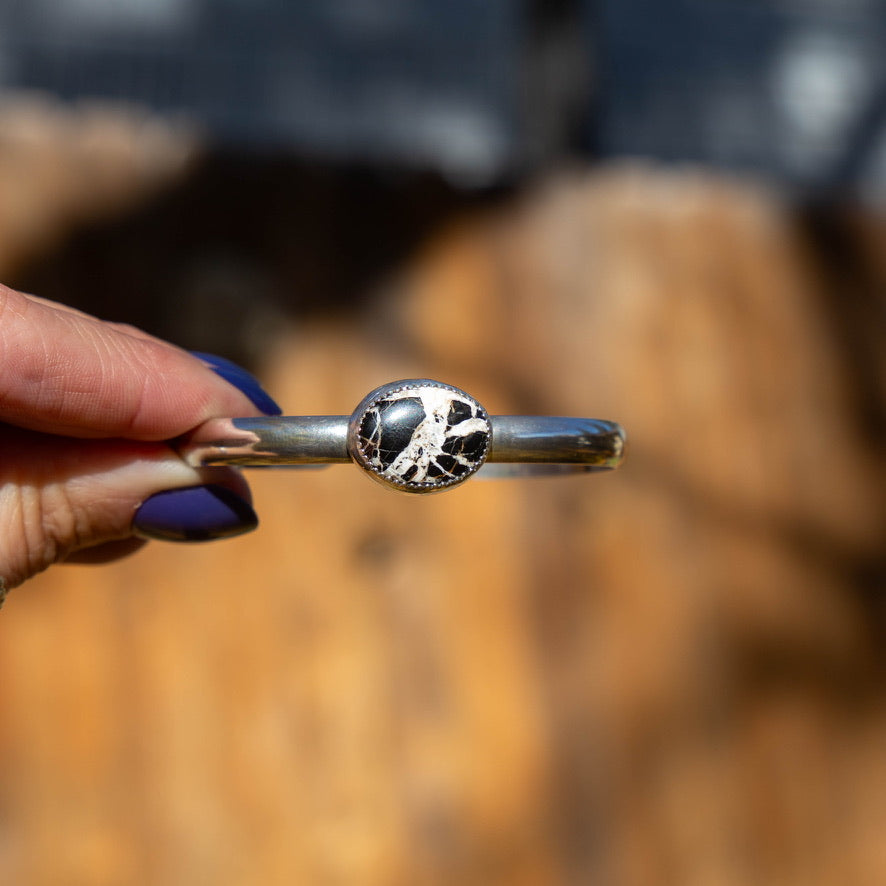 White Buffalo Turquoise Sterling Silver Cuff