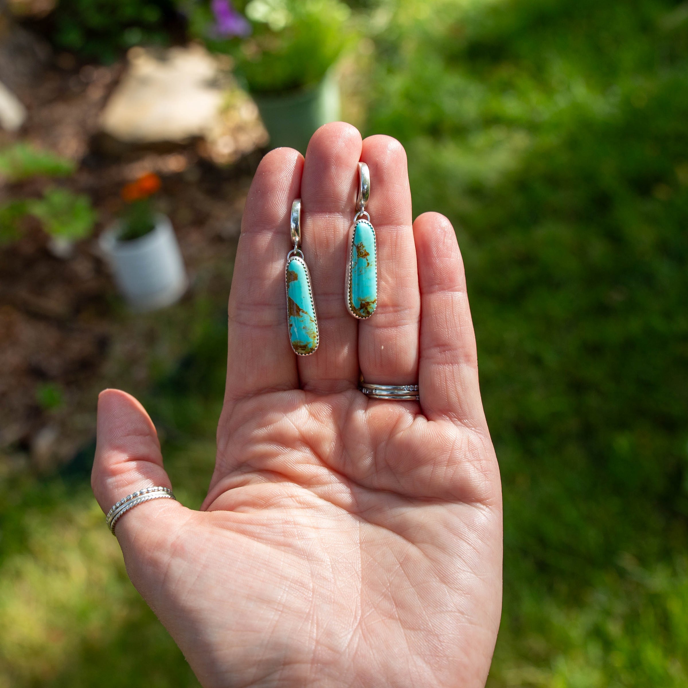 Royston Turquoise Sterling Silver Mini-Hoop Earrings