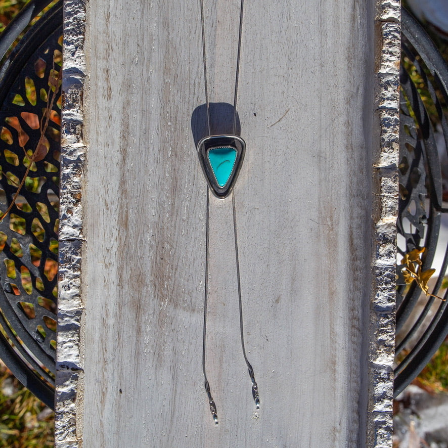 36" Persian Turquoise Adjustable Sterling Silver Chain Bolo La Femme | Southwestern Statement Jewelry