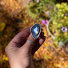 7.5 Rainbow Moonstone Sterling Silver Statement Ring (Size 7.5)