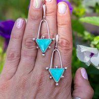 Chinese Turquoise Space Cowgirl Sterling Silver Earrings
