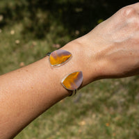 Mookeite Jasper Double Stone Sterling Silver Open Cuff