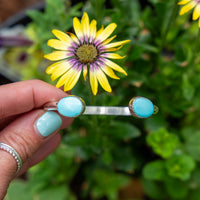 Sonoran Mountain Turquoise Double Stone Sterling Silver Open Cuff