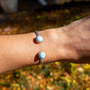 Larimar Stone Sterling Silver Open Cuff