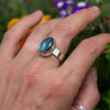 9 Labradorite Wide Band Sterling Silver Ring (Size 9)