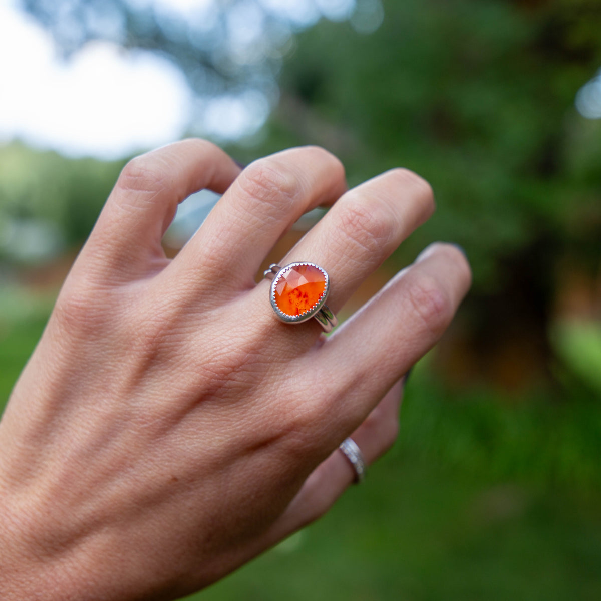 9.25 Carnelian Sterling Silver Ring (Size 9.25)