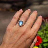 7.5 Moonstone Sterling Silver Stacker Ring (Size 7.5)