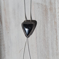 36" Black Druzy Agate Triangle Sterling Silver Chain Bolo La Femme