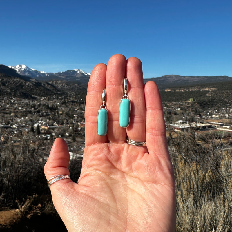 Campitos Turquoise Sterling Silver Hoop Earrings #2