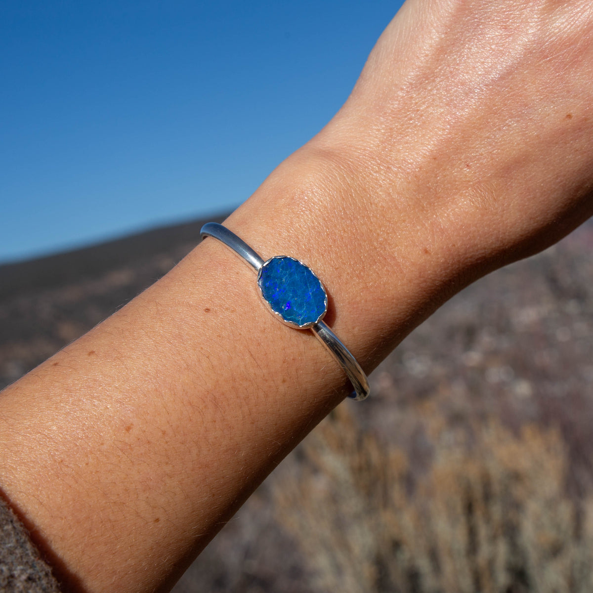 Opal Doublet Sterling Silver Stacking Cuff