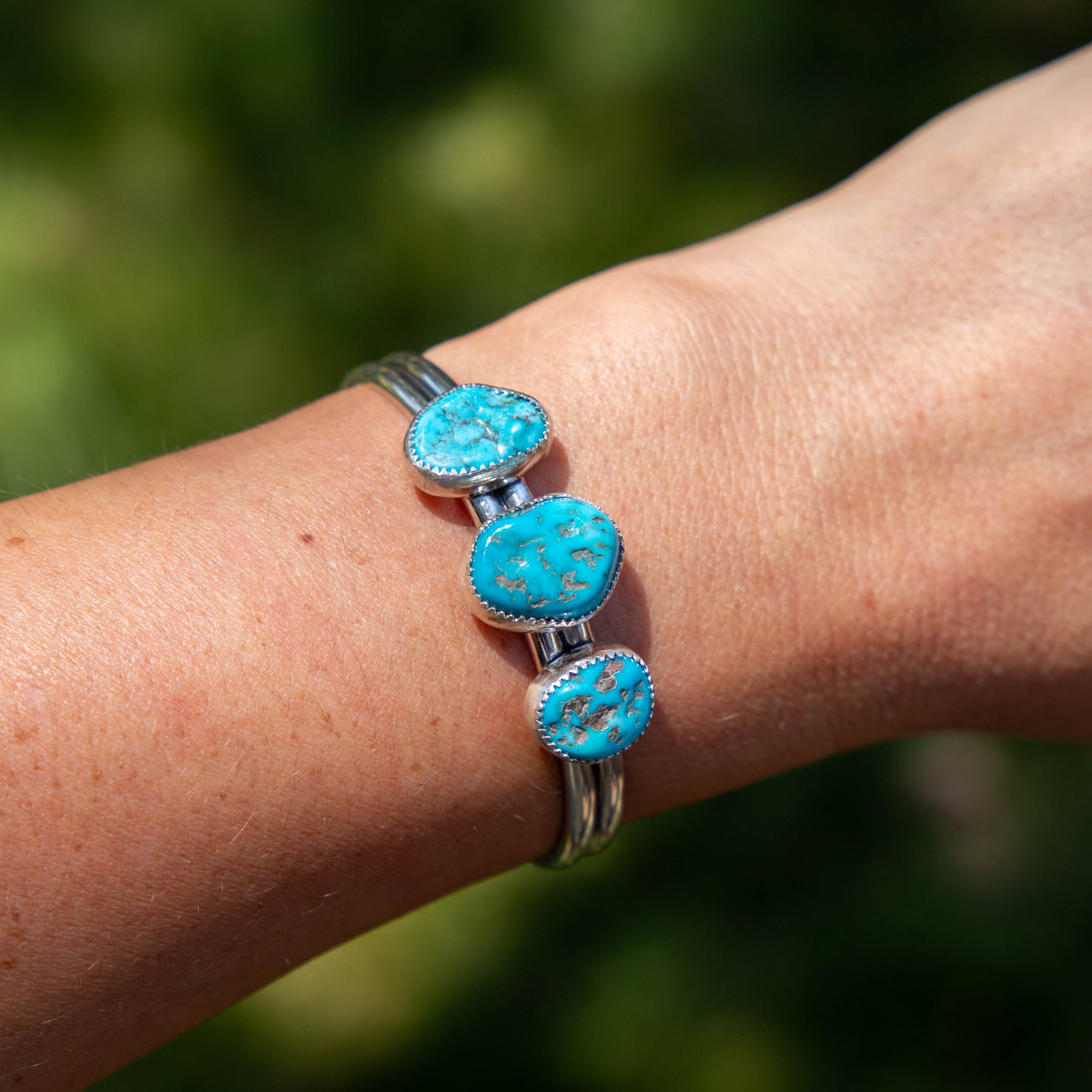 Sleeping Beauty 3-Stone Turquoise Statement Cuff #2