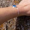 Electric Blue Chalcedony Sterling Silver Slider Bracelet - 7.5"