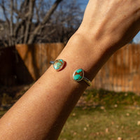 Royston & No.8 TurquoiseDouble Stone Sterling Silver Open Cuff