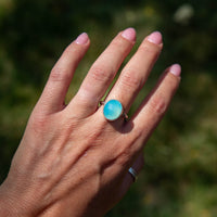 8 Light Blue Chalcedony Sterling Silver Stacker Ring (Size 8)