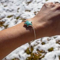 Campitos Turquoise Star Sterling Silver Slider Adjustable Bracelet - 8.5"
