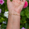 14k Gold Filled Paperclip & White Enamel Chain Bracelet - 7"