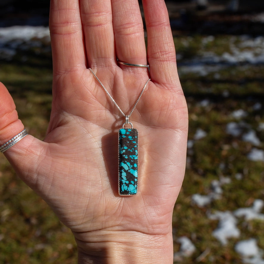 24" Hubei Turquoise Sterling Silver Layering Necklace #3