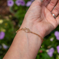 14k Gold Filled Black Onyx Charm Bracelet - 7"