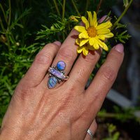 7 Triple Purple Sterling Opal Sterling Silver Statement Ring (Size 7)