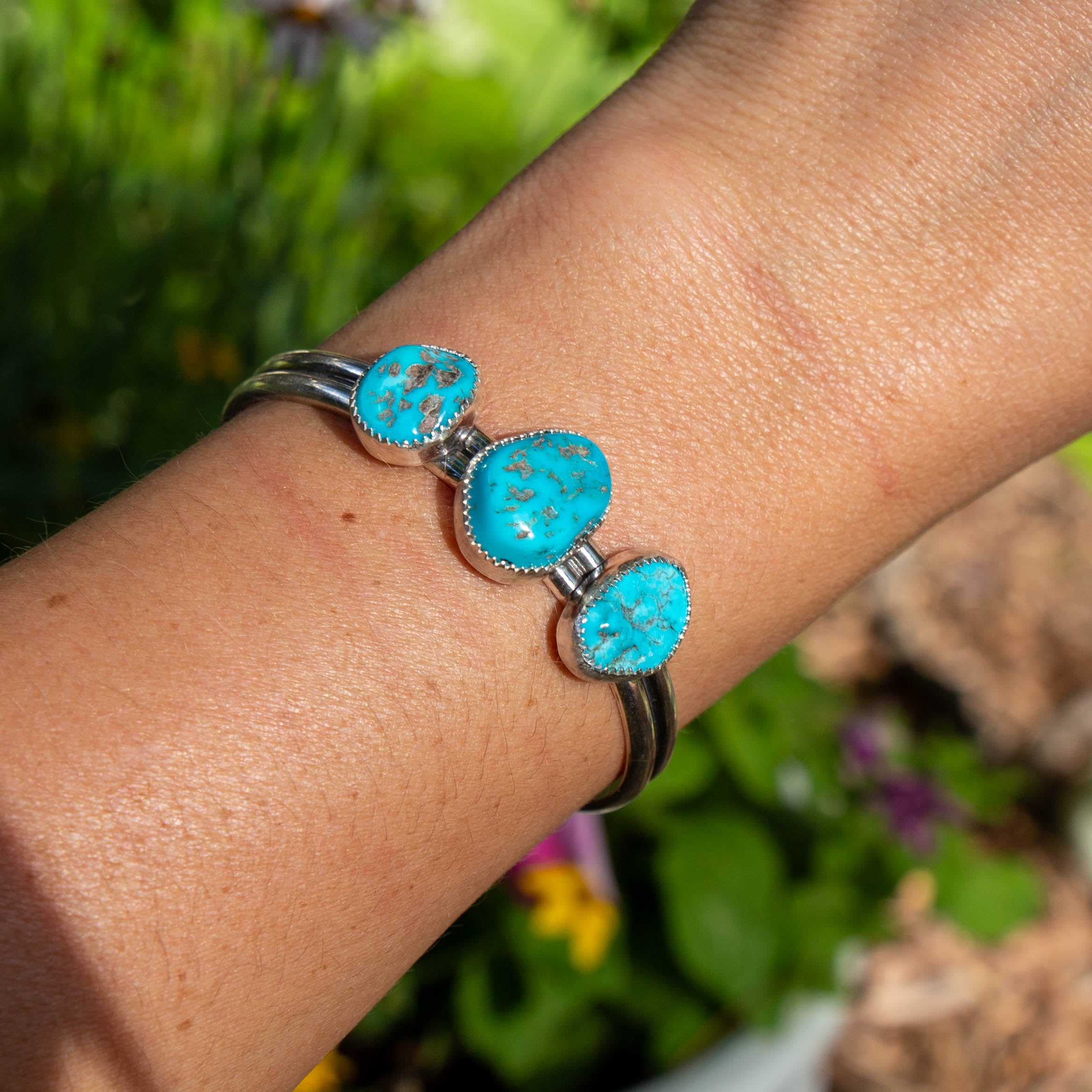 Sleeping Beauty 3-Stone Turquoise Statement Cuff #2