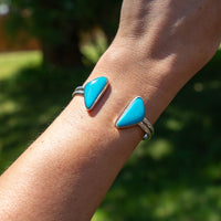 Royston Turquoise Double Stone Sterling Silver Open Cuff
