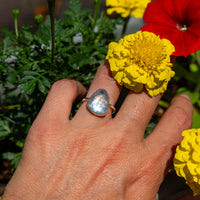 7.5 Moonstone Sterling Silver Stacker Ring (Size 7.5)