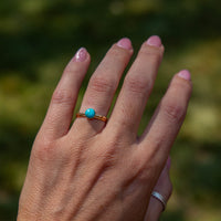 7 Chinese Turquoise 14k Gold-Filled Stacker Ring Set (Size 7)