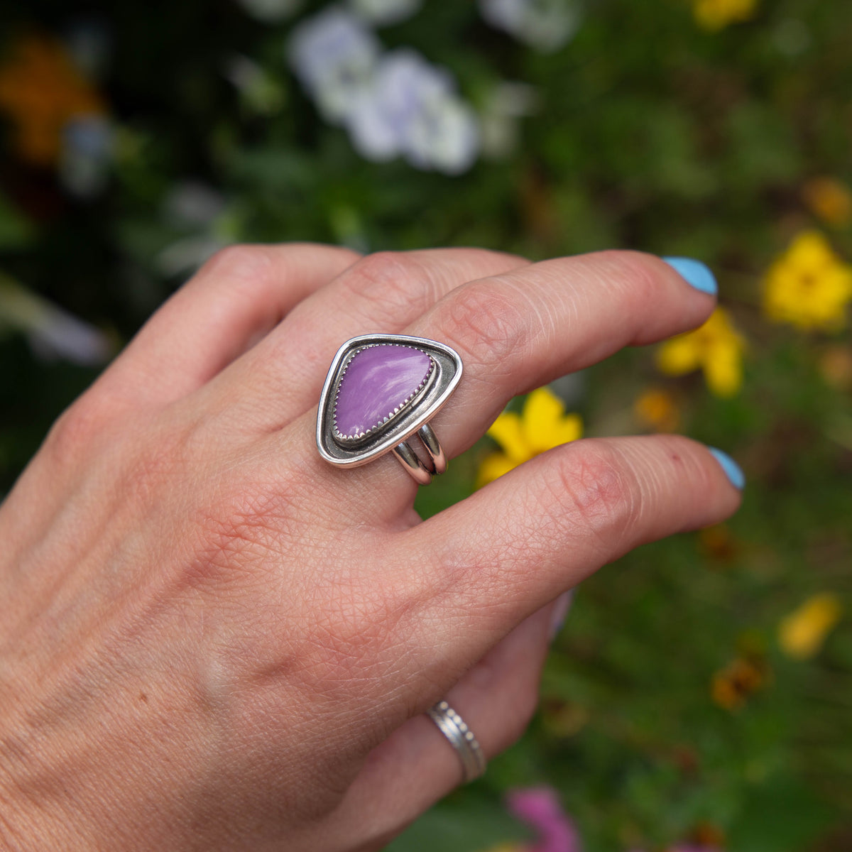 7.25 Phosphosiderite Sterling Silver Statement Ring (Size 7.25)