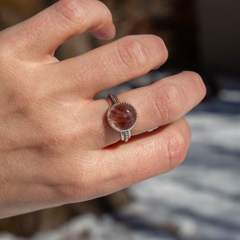 6.75 Strawberry Quartz Sterling Silver Ring (Size 6.75)