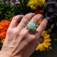 7 Hubei Turquoise Space Cowgirl Design Sterling Silver Ring #2 (Size 7)