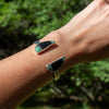 Opalized Petrified Wood Double Stone Sterling Silver Open Cuff
