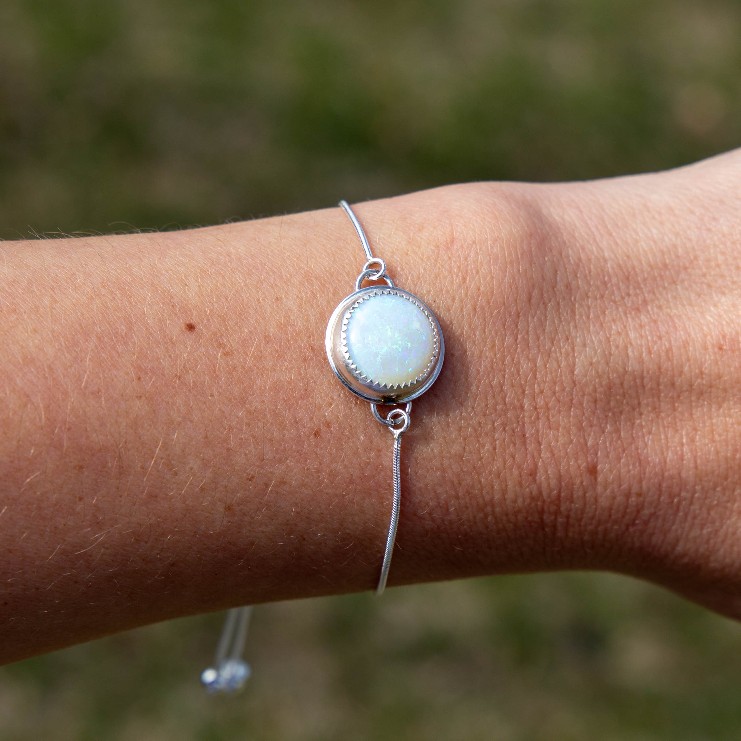 Opal Sterling Silver Slider Bracelet - 8.5"