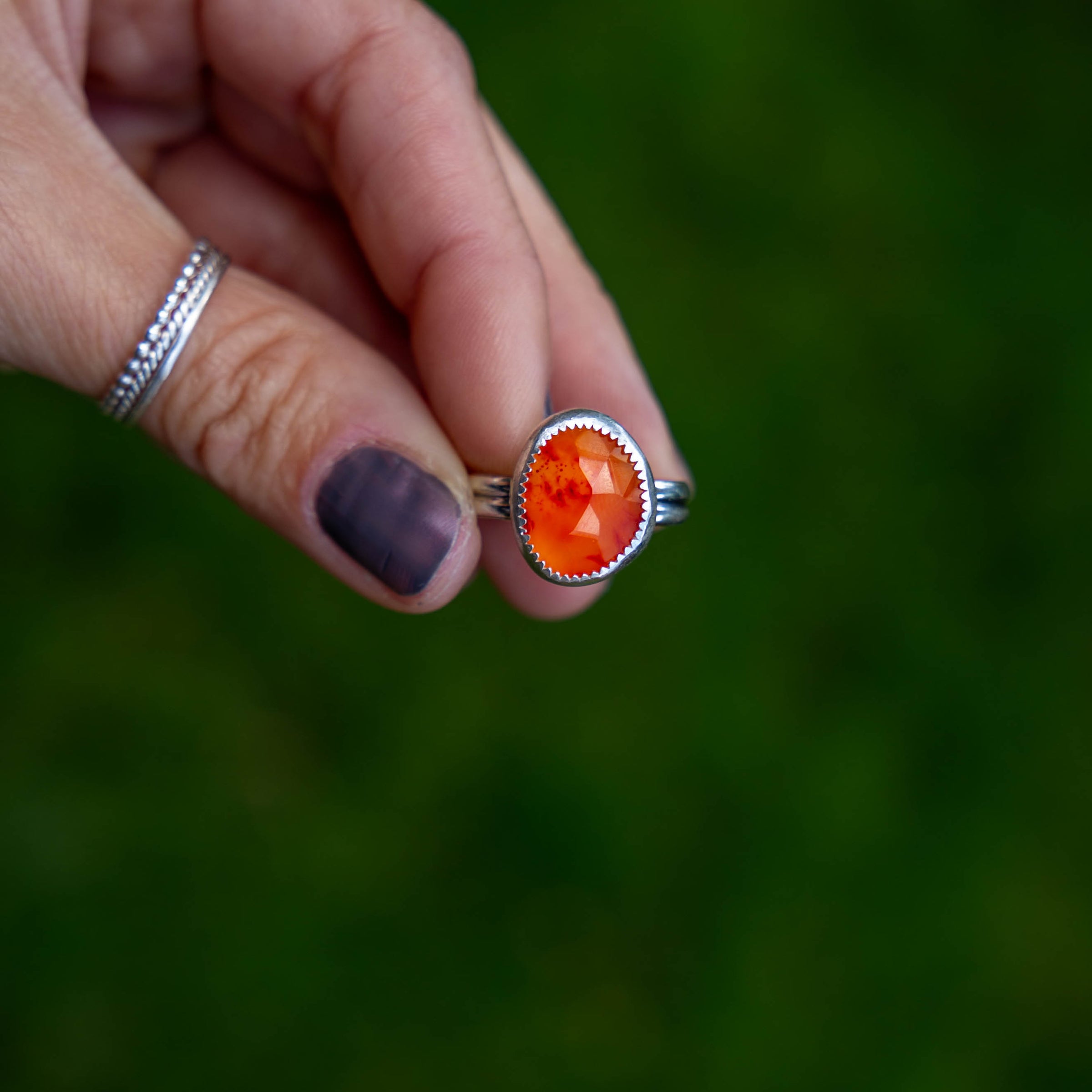 9.25 Carnelian Sterling Silver Ring (Size 9.25)