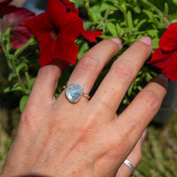 6 Moonstone Sterling Silver Stacker Ring (Size 6)