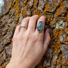 7.75 Labradorite Coffin Shaped Sterling Silver Statement Ring (Size 7.75)