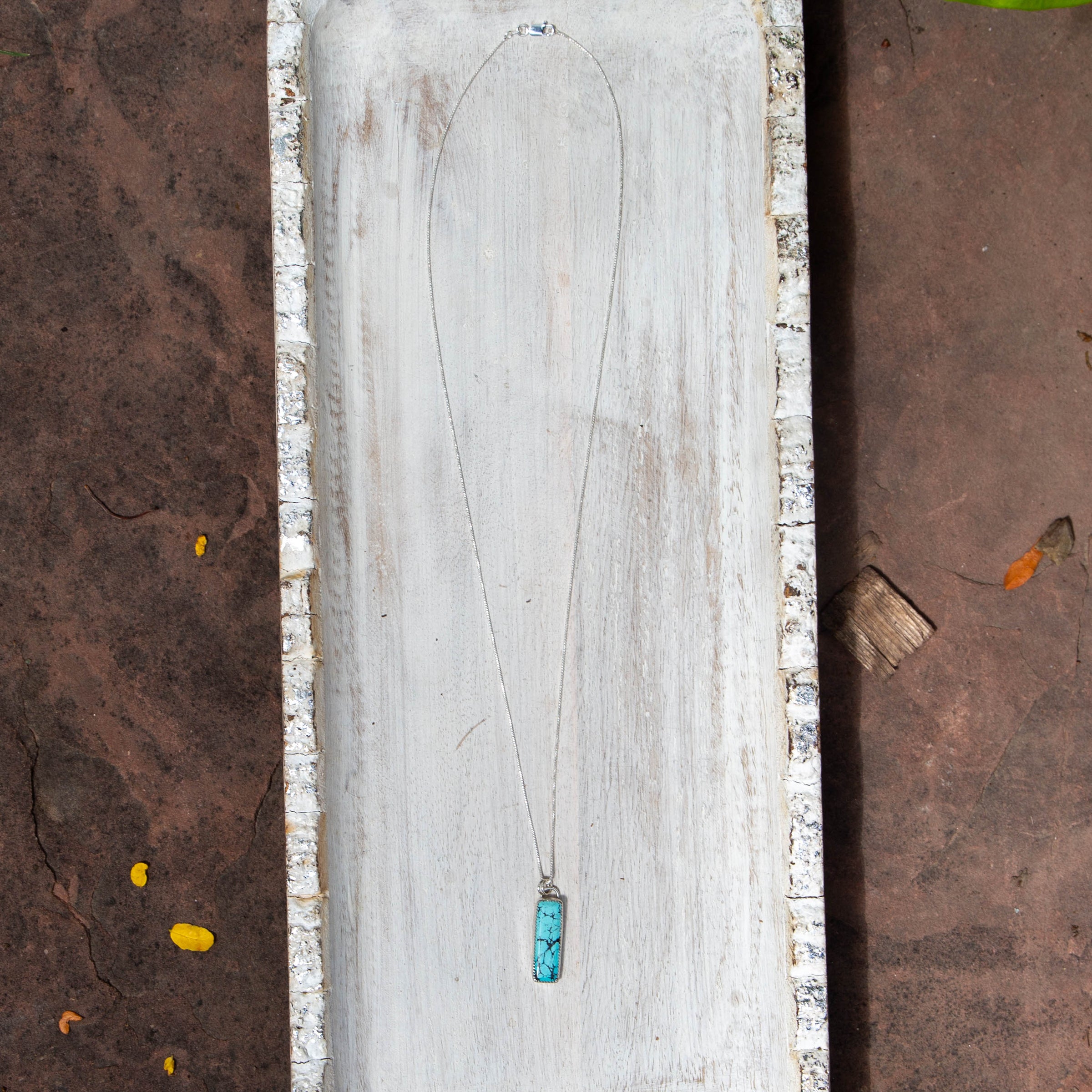 24" Hubei Turquoise Sterling Silver Layering Necklace