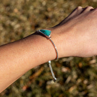 No. 8 Turquoise Sterling Silver Adjustable Bracelet - 8.5"