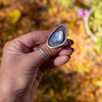 7.5 Rainbow Moonstone Sterling Silver Statement Ring (Size 7.5)