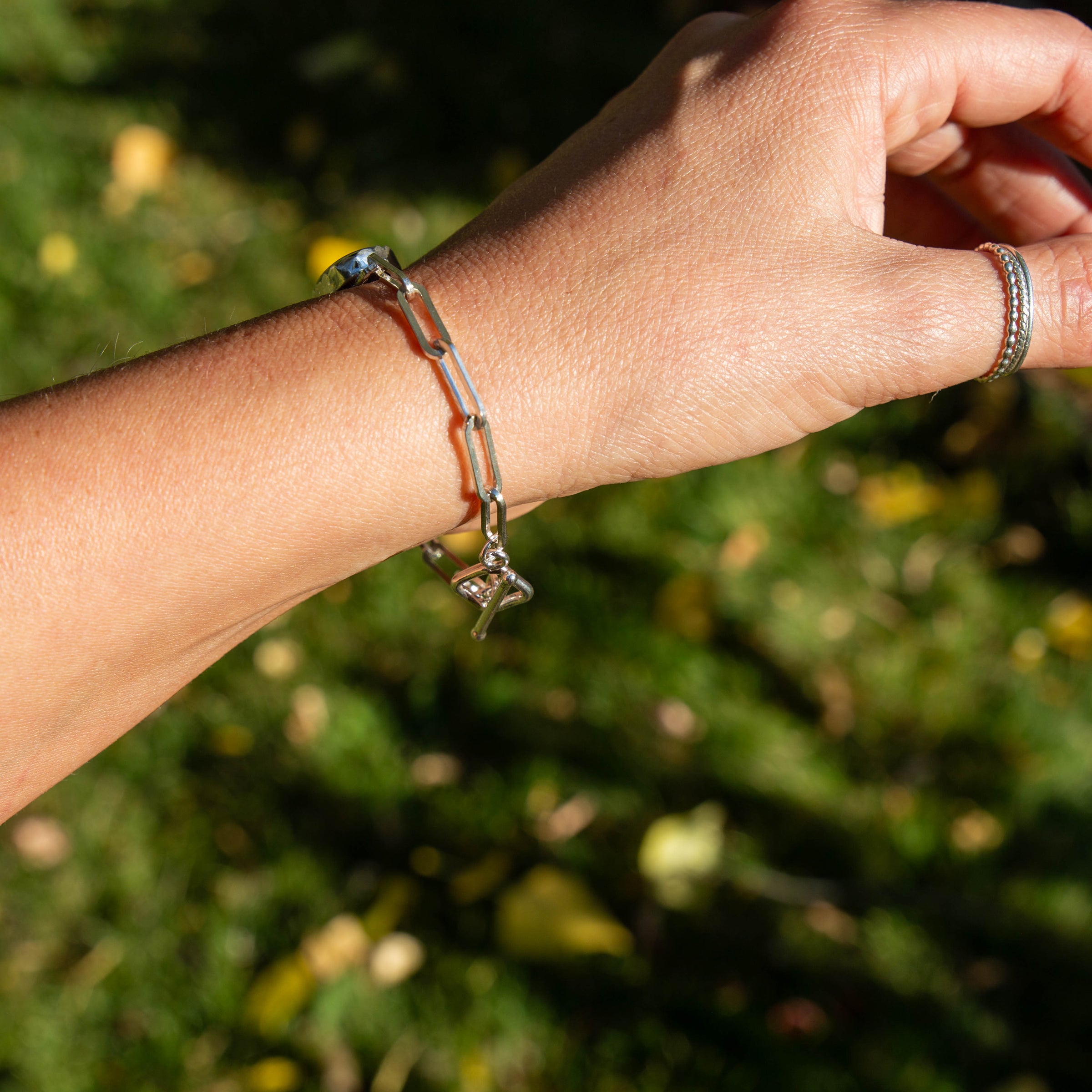 White Buffalo on Sterling Silver Paper Clip Chain Bracelet