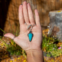 20" Royston Turquoise Sterling Silver Chunky Chain Front Toggle Necklace