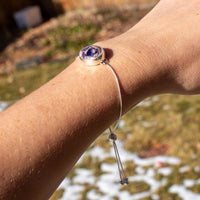Mexican Fire Opal Sterling Silver Slider Adjustable Bracelet -8.5"