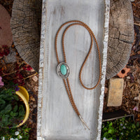 42" Carico Lake Turquoise Cactus Shadowbox Sterling Silver Bolo