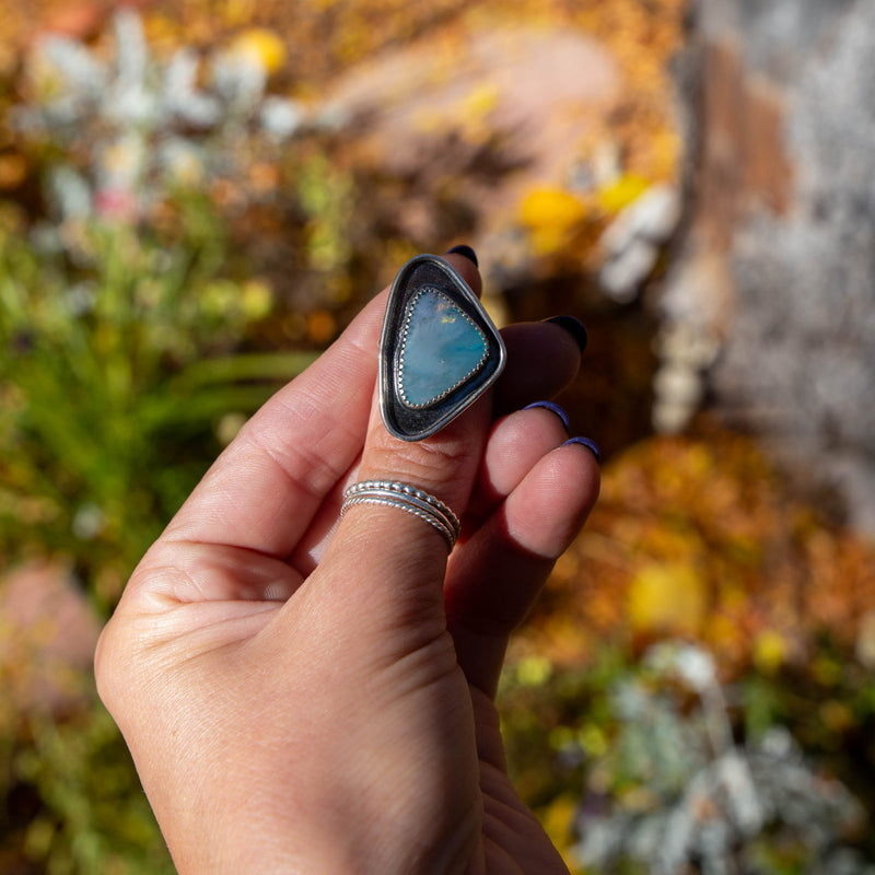 6.5 Opal Doublet Sterling Silver Statement Ring (Size 6.5)