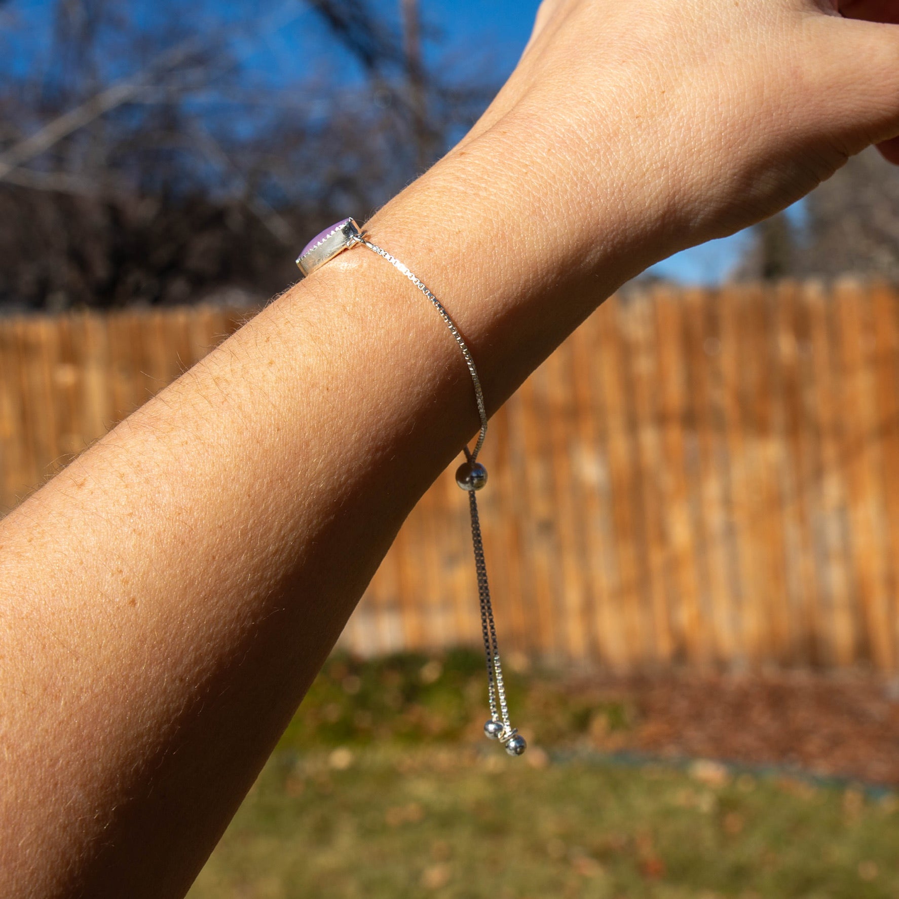 Phosphosiderite Sterling Silver Slider Adjustable Bracelet -8.5"