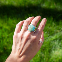 7 Hubei Turquoise Space Cowgirl Design Sterling Silver Ring #2 (Size 7)